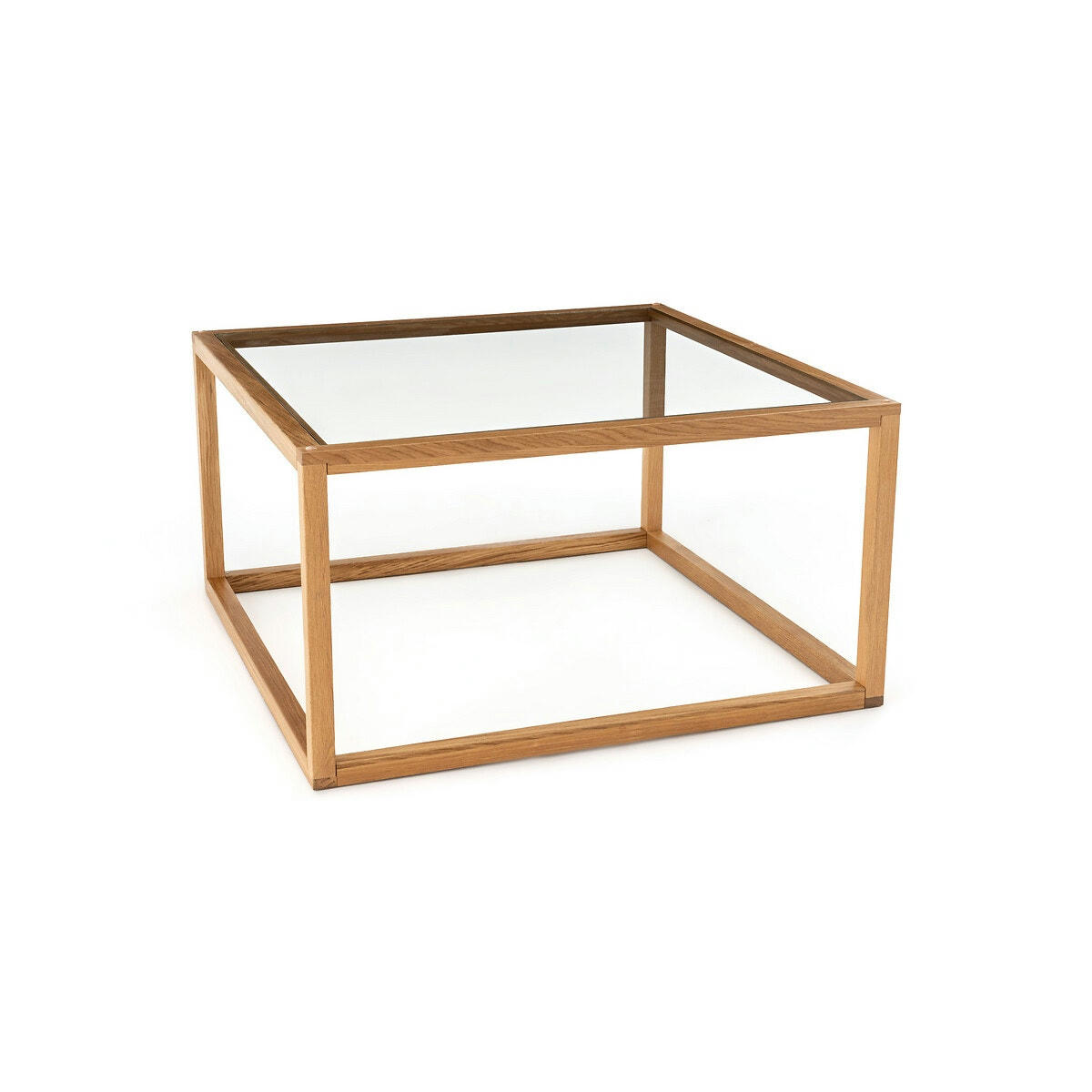 Table basse carrée chêne et verre, Adonis