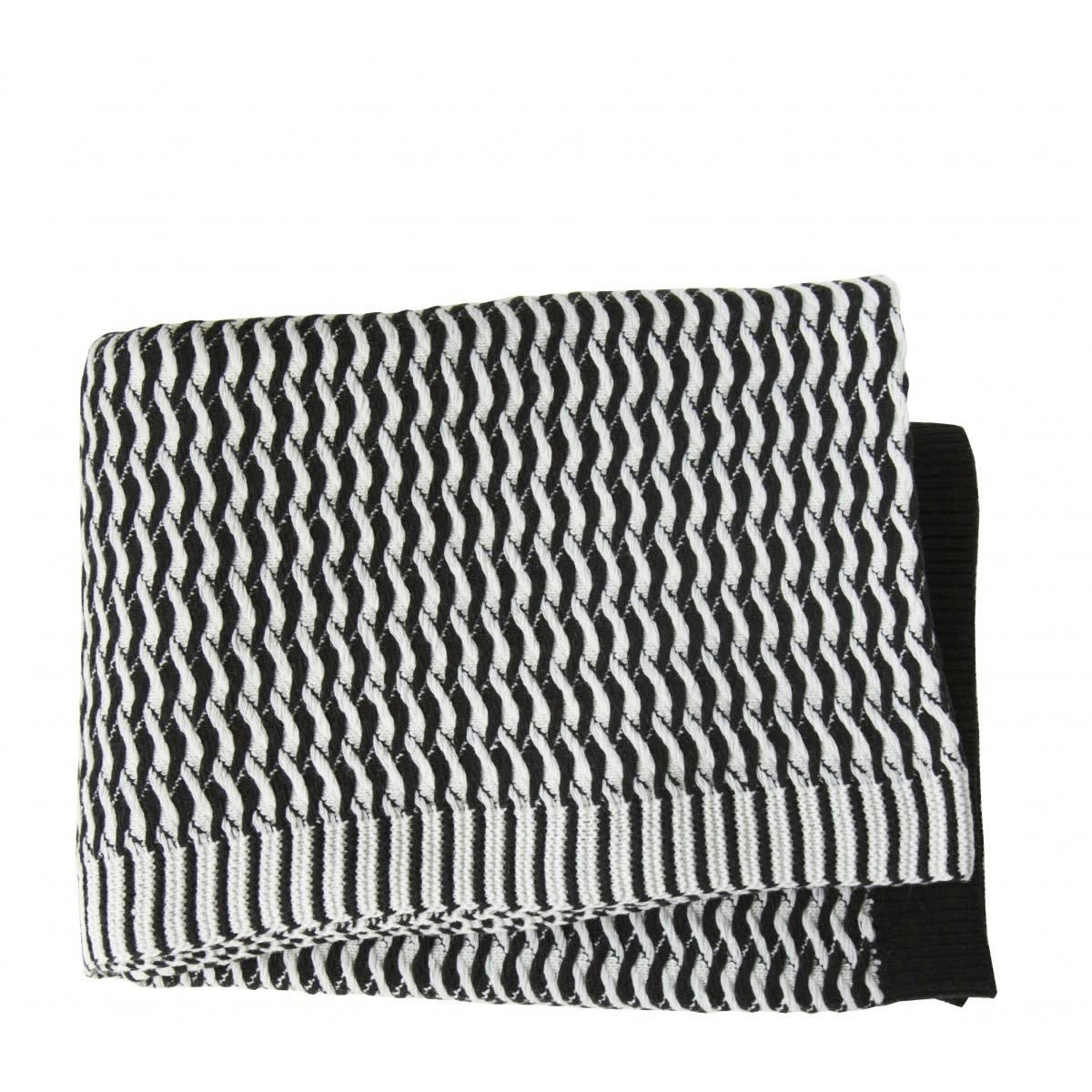 JARDIN D'HIVER - Plaid en laine noir/blanc 140x200