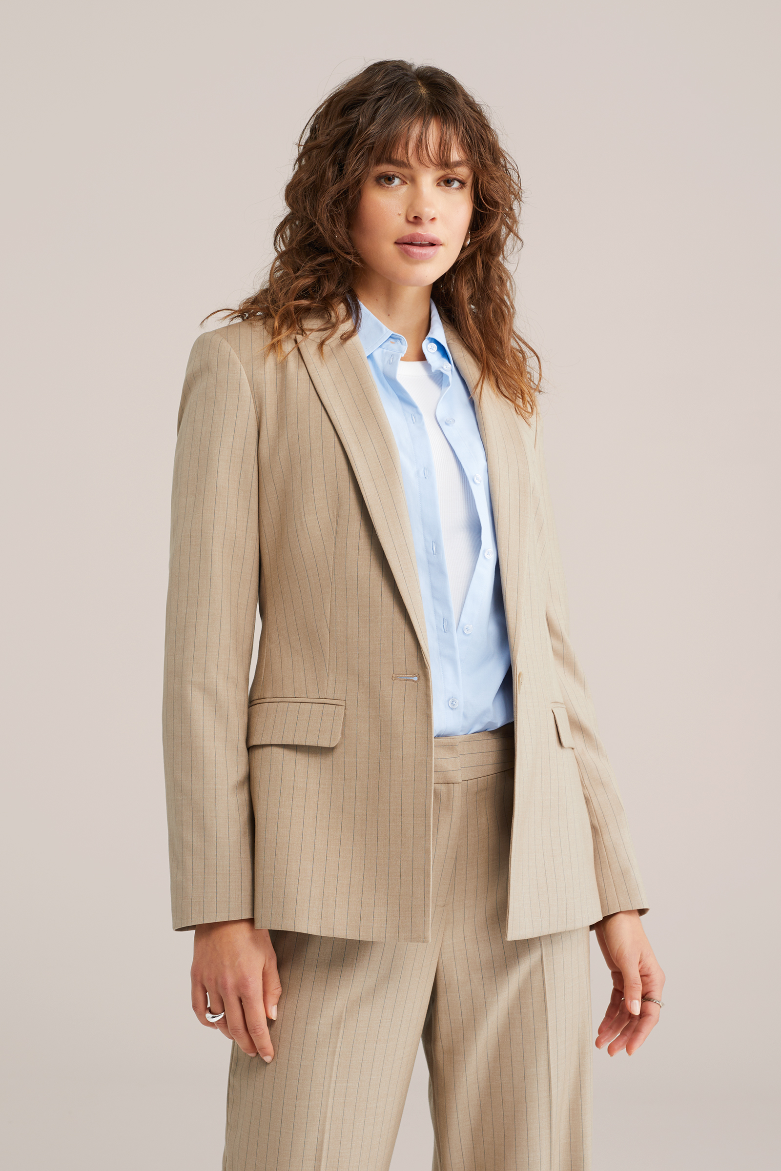 Dames slim fit blazer met krijtstreep