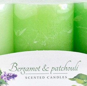 Świeca zapachowa FLORIS BERGAMOT&PATCHOULI walec 6x9cm parafinowa 3 sztuki