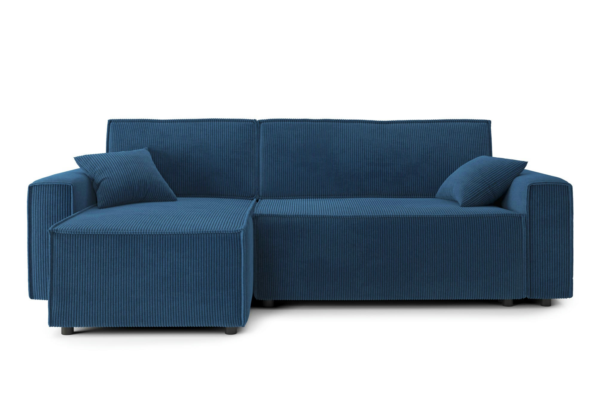 MIRA - Canapé d'angle convertible en velours côtelé 4 places bleu cobalt
