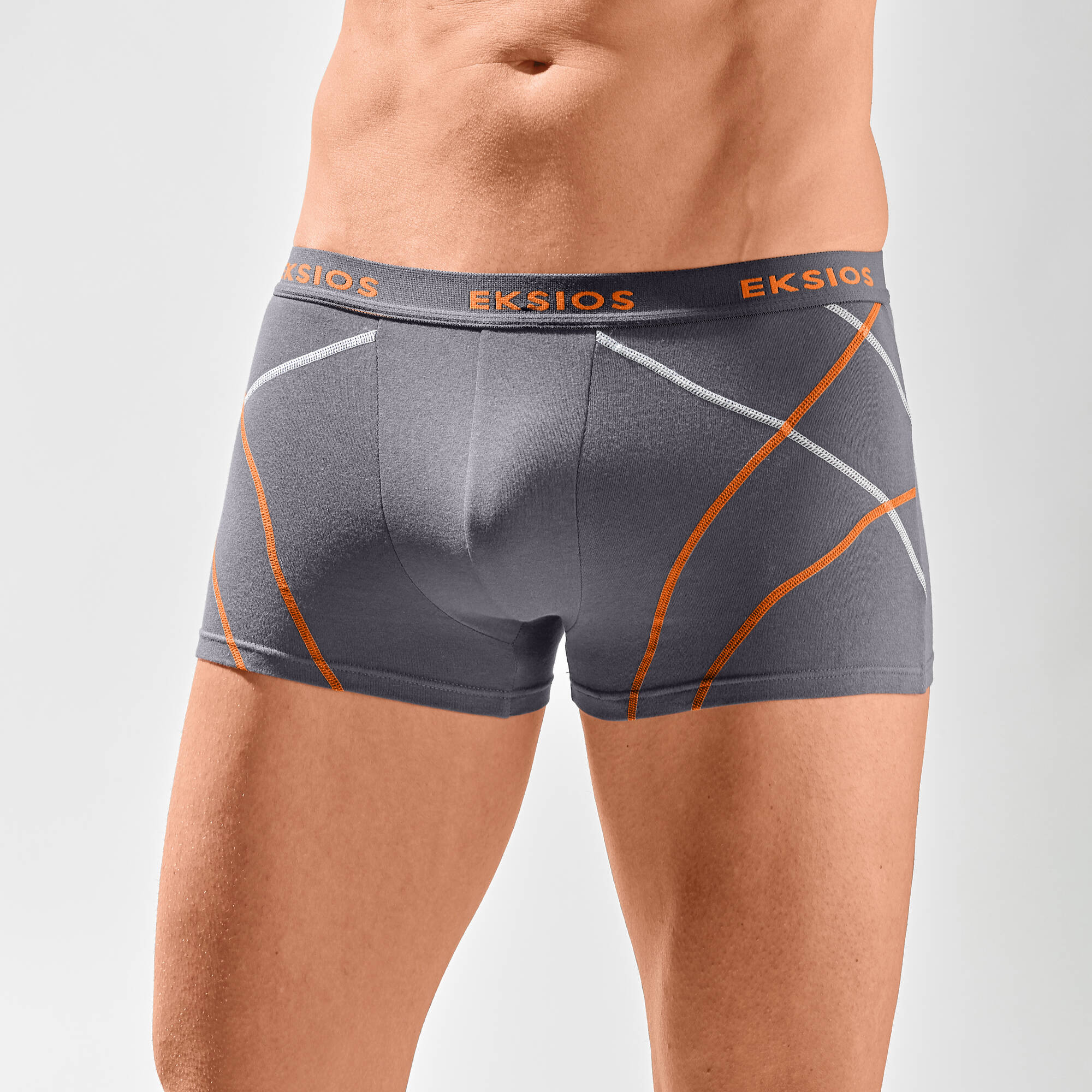 Boxer fermé uni élastiqué surpiq&ucirc;res contrastées - lot de 4