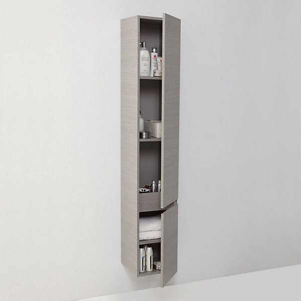 Colonne De Salle De Bain Suspendue 170Cm 2 Portes Couleur Gris - Manhattan