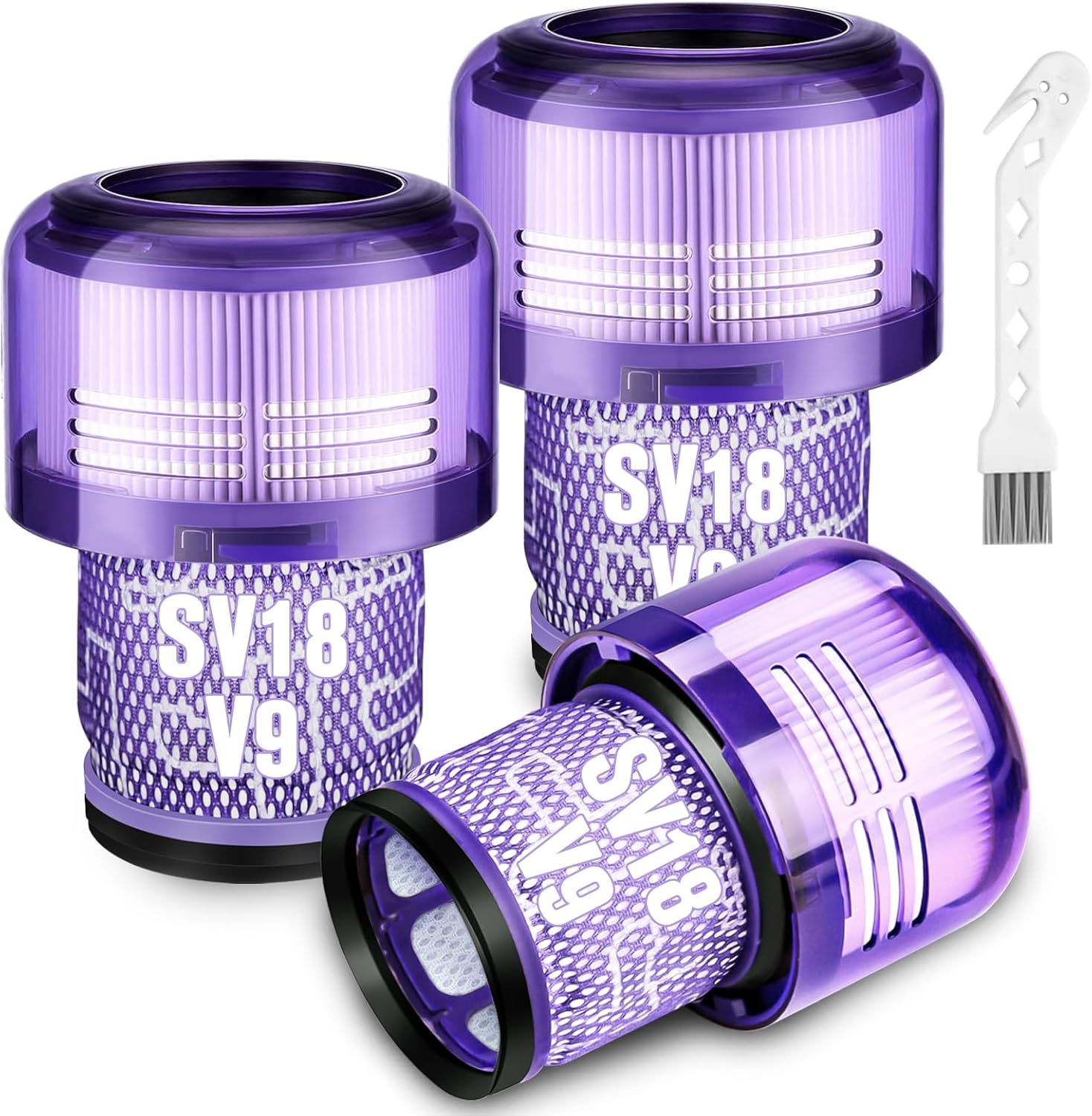 V9 SV18 Filter Replacement for Dyson SV18 Digital Slim/Spare & for Dy-son V9 Motorbar Cordless Vacuum, Part No. 970612-01 V9 Motorbar Vacuum Filter, 3 Pack