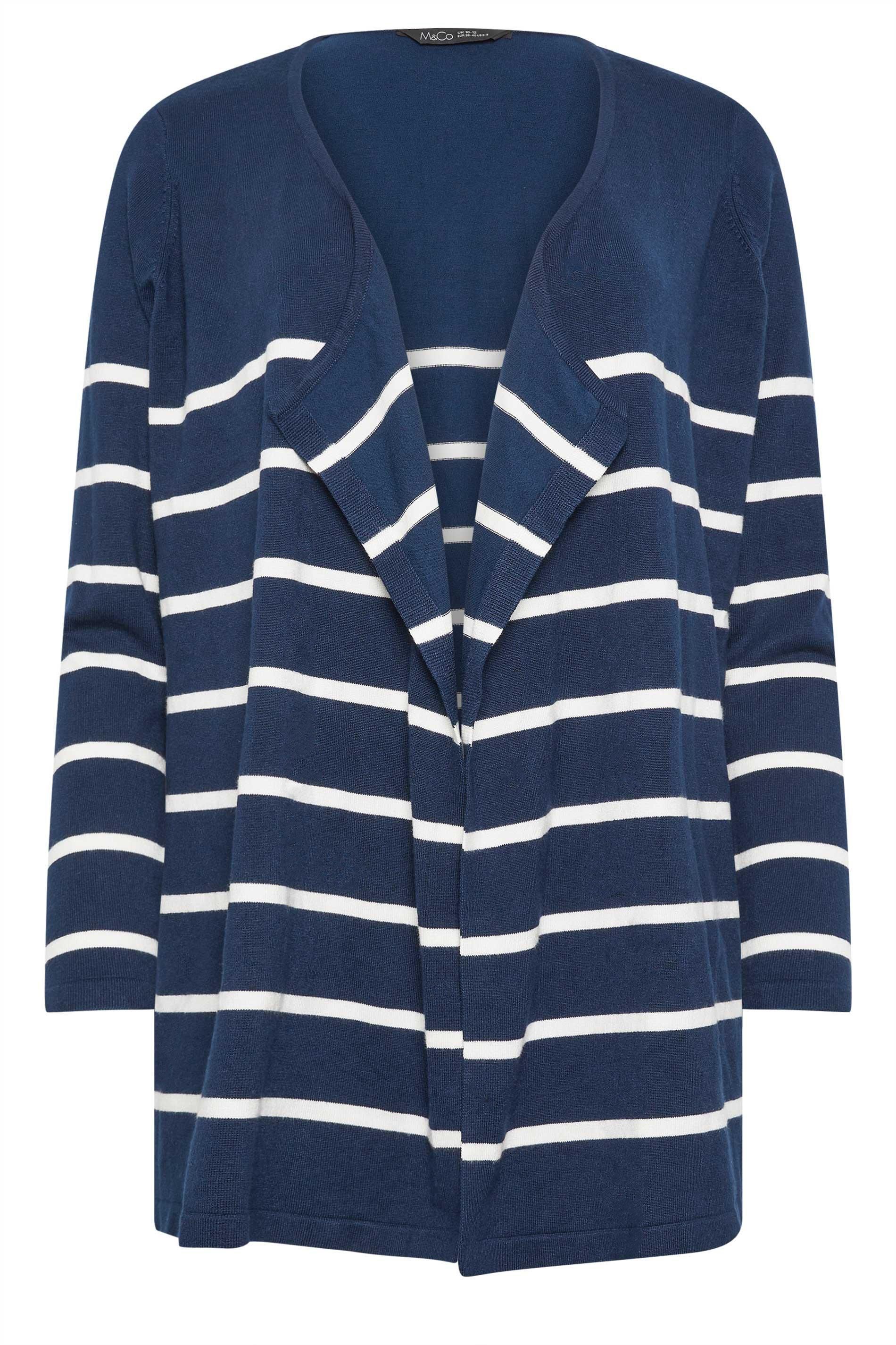 M&Co Striped Waterfall Cardigan