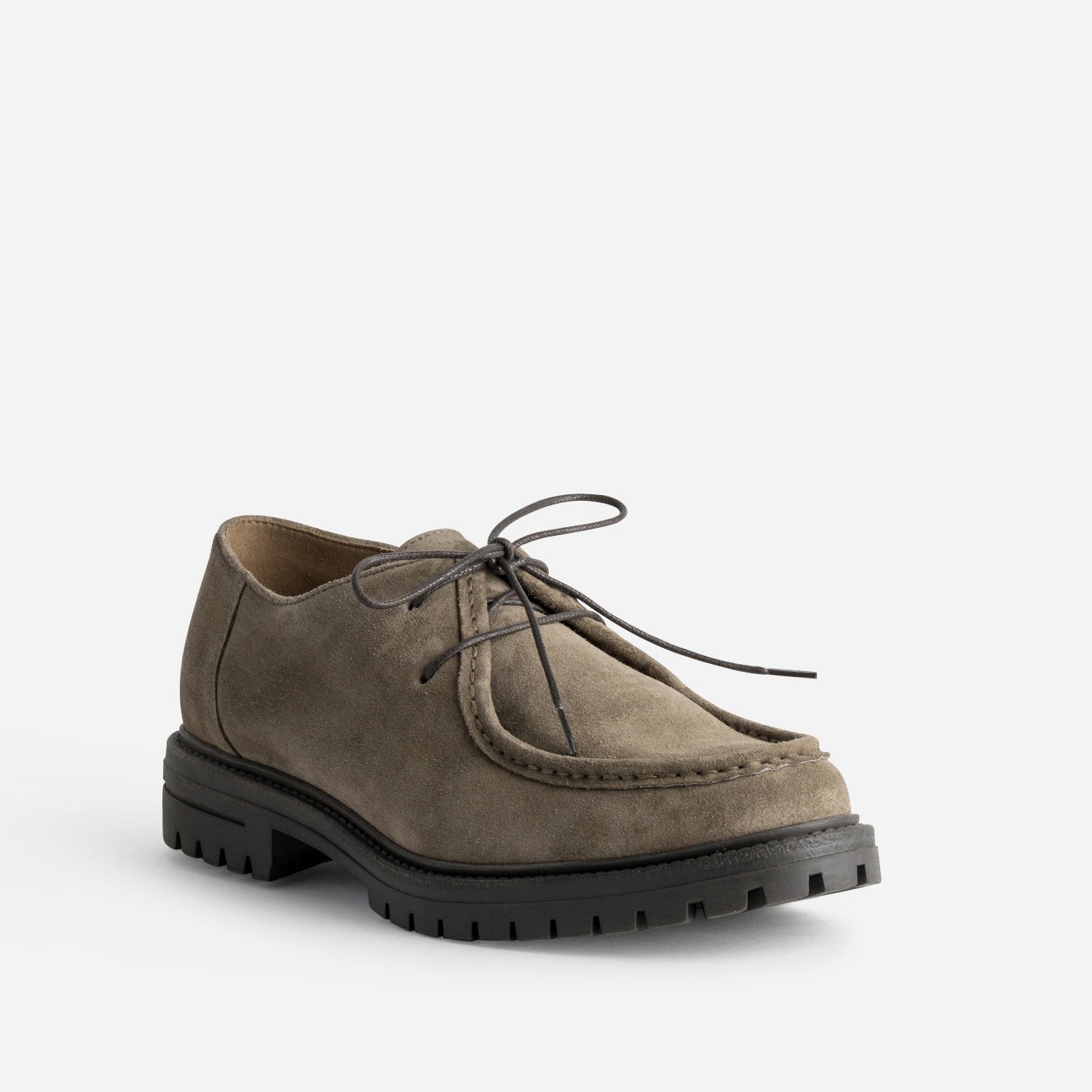 Derby plateau taupe cuir velours semelle crantée