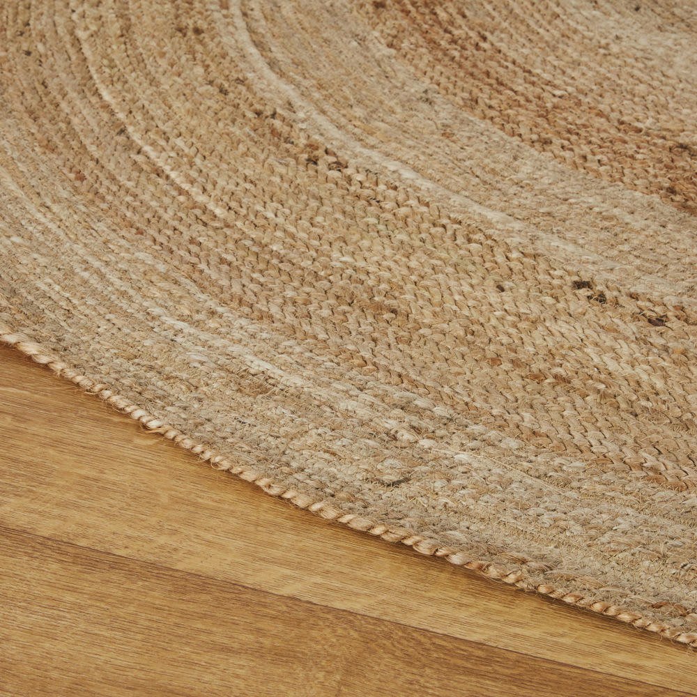 BRAGA - Tapis rond tressé en jute beige D200