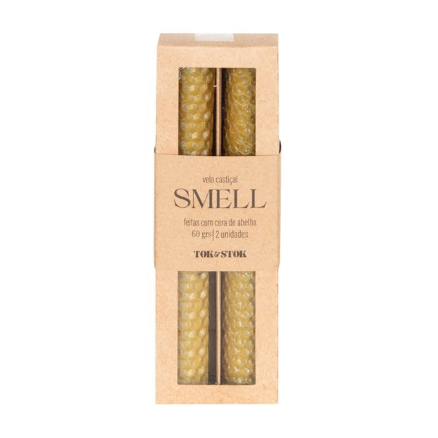 VELA CASTIÇAL CERA DE ABELHA COM 2 SMELL