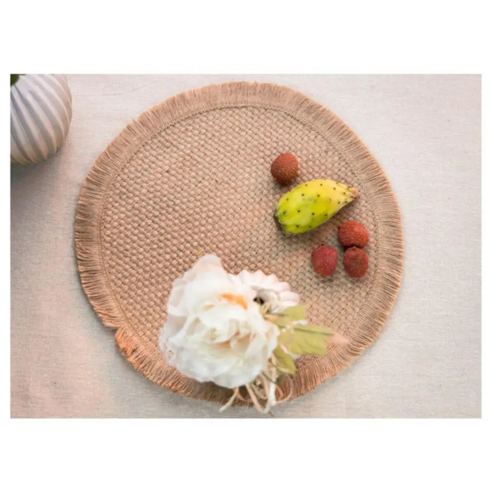 Chaks Placemat - D38 cm - gevlochten - beige - bohemian