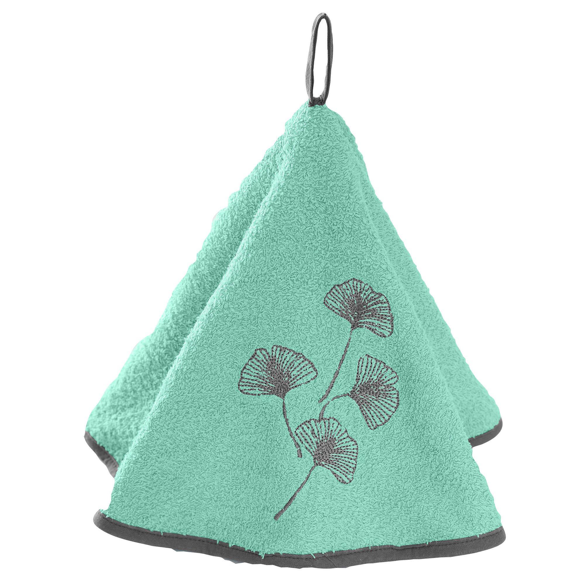 Essuie-mains éponge brodé ginkgo forme cloche - lot de 2