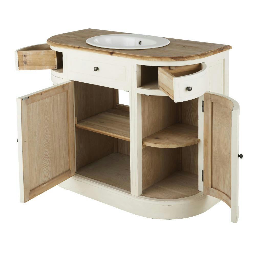 Provence - Meuble vasque de salle de bains 2 tiroirs 3 portes ivoire