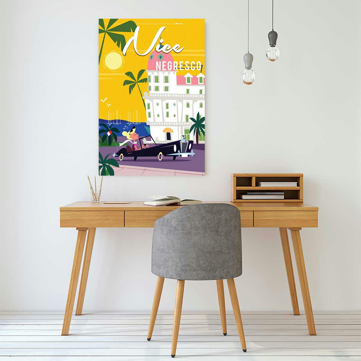 - Tableau vacances à nice imprimé sur toile 60x90cm