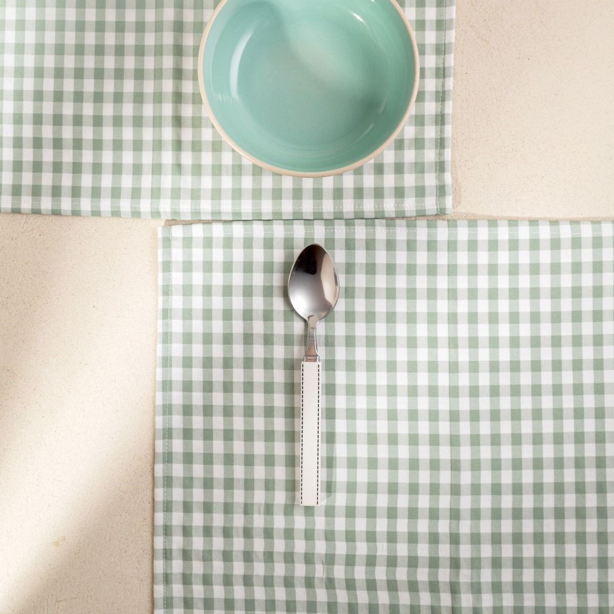 Komplet podkładek ALAMBRA pistacjowe w kratkę, zestaw 2 szt. 2*35x45cm