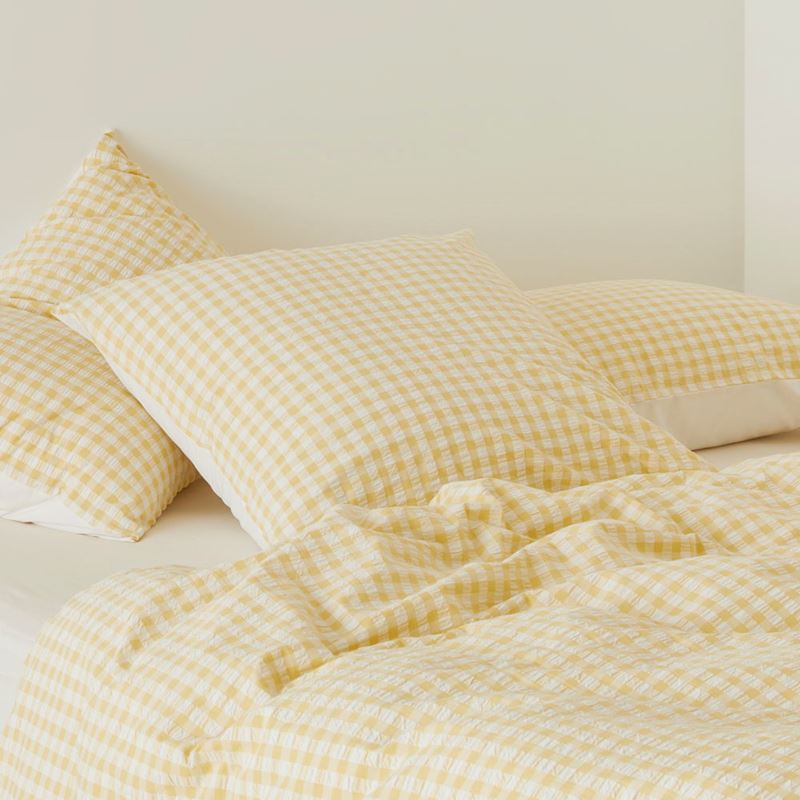 Talia French Butter Check Quilt Cover Set + Separates