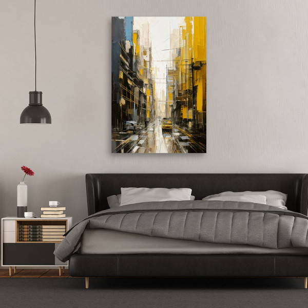 Feeby Obraz do salonu, Miasto Ulica Abstrakcja Żółty Szary 40x60