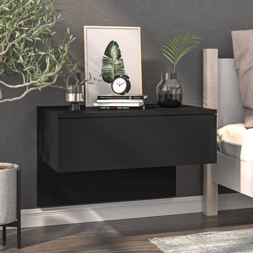 NNEVL Wall-mounted Bedside Cabinet Black
