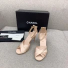 CHANEL Satin - Rhinestone Bow at Heels
