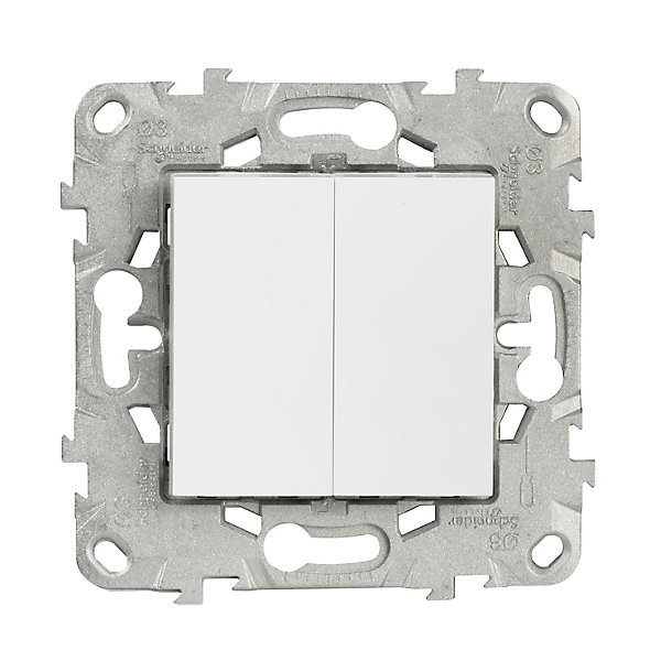 Interrupteur double va-et-vient connexion rapide 10A Schneider Electric Unica Déco blanc