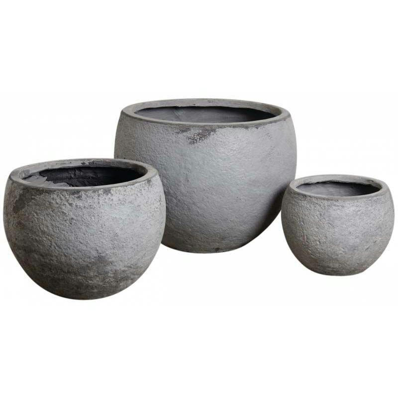 - Cache-pot rond en fibre de ciment (lot de 3)