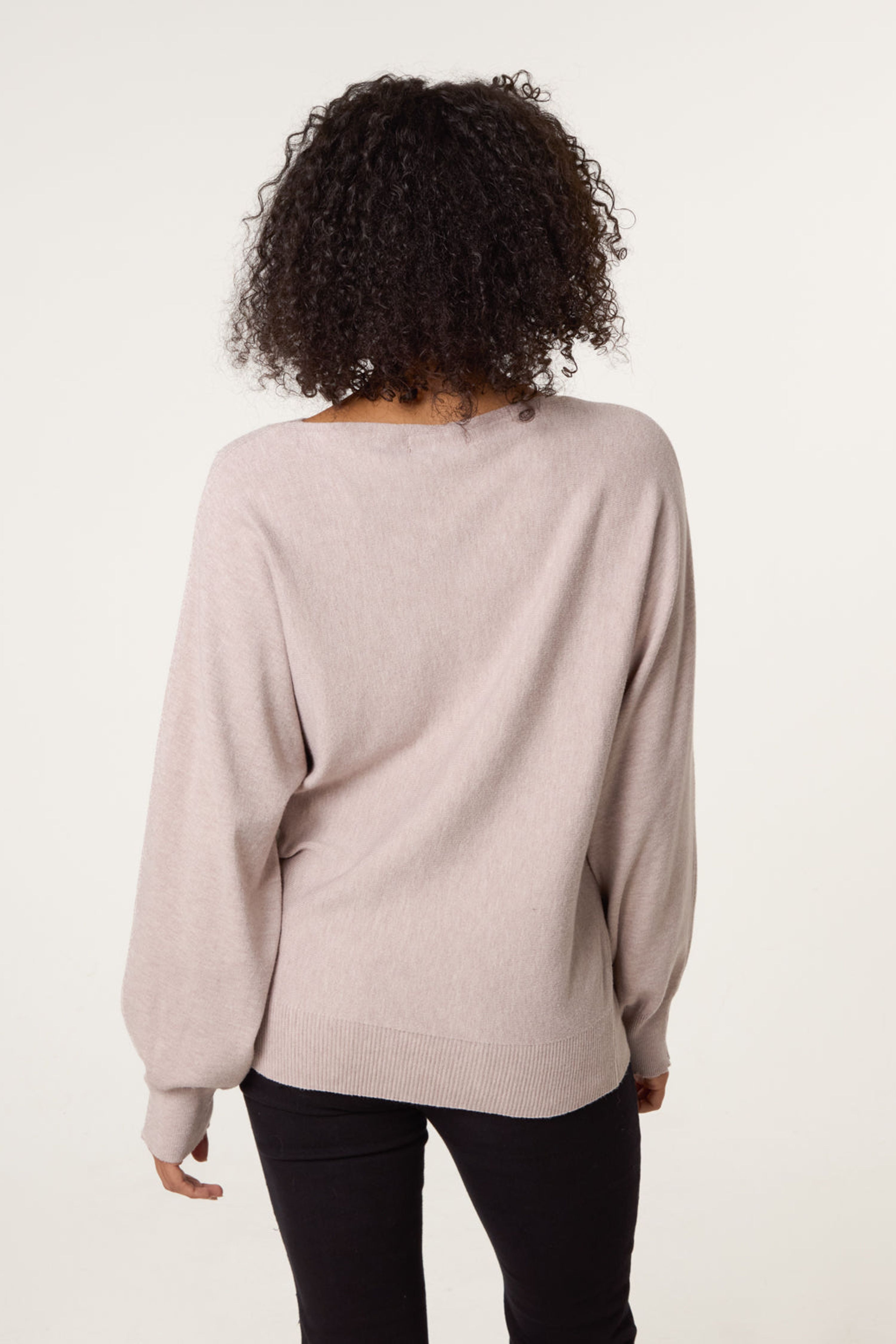 Blue Vanilla Light Brown Pearl Flower Detailed Soft Touch Jumper