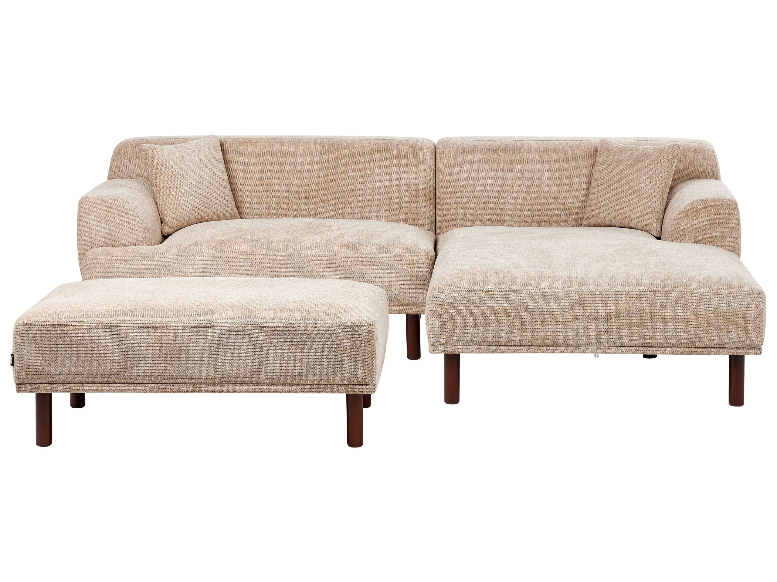 Sofa narożna z otomaną lewostronna beżowa