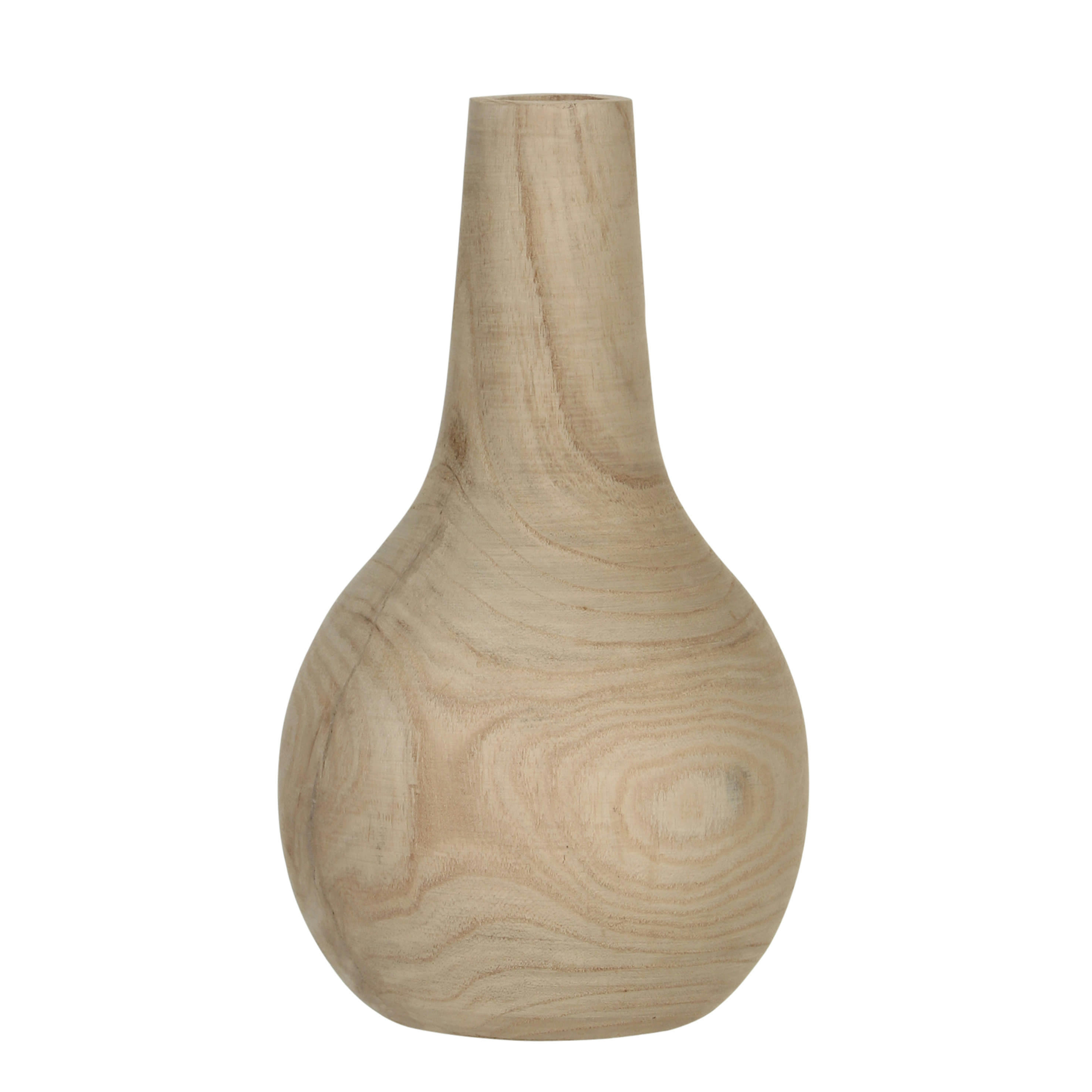 PIA - Vase en bois de paulownia marron clair H28