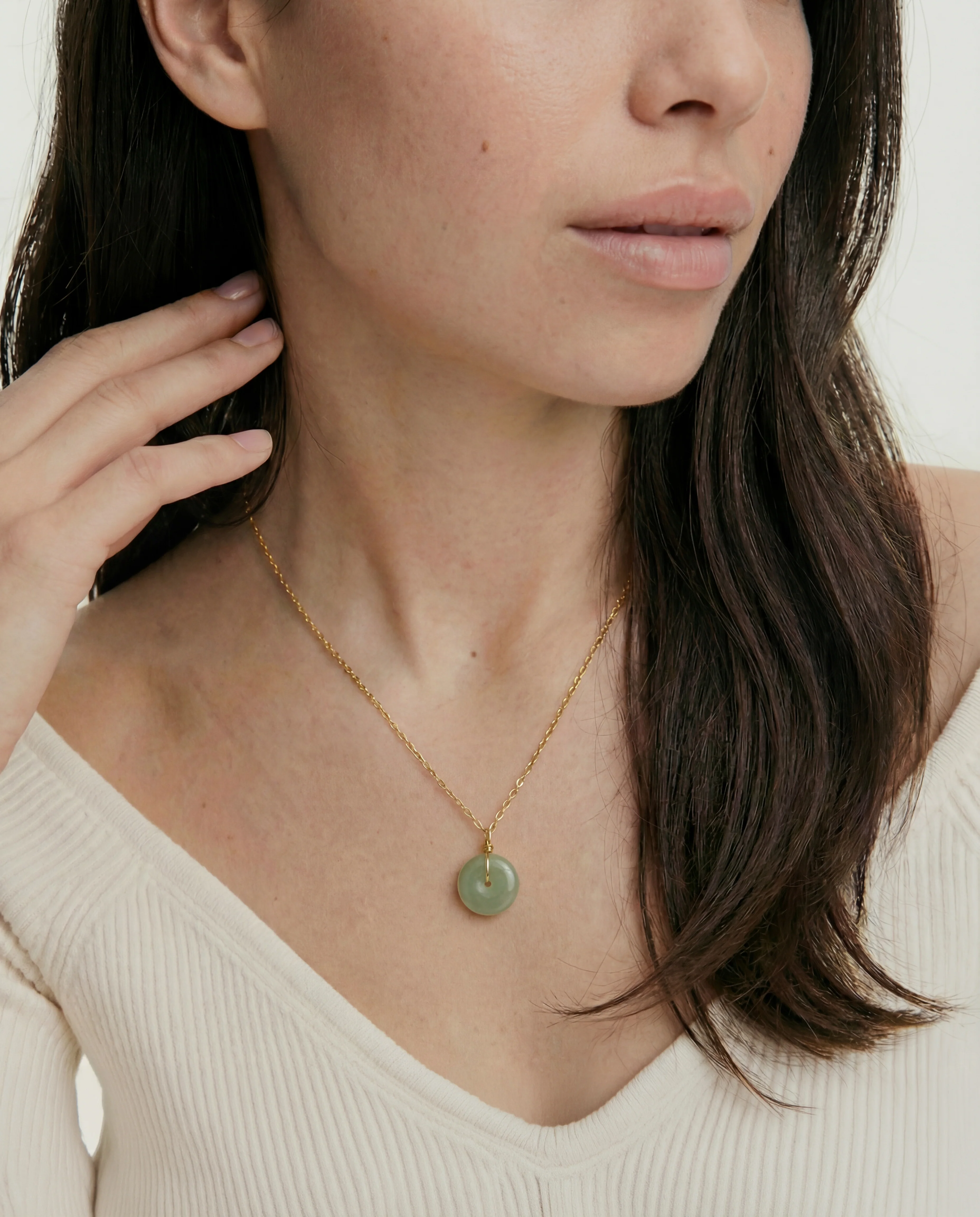 Coin — Green Jade Hollow Necklace