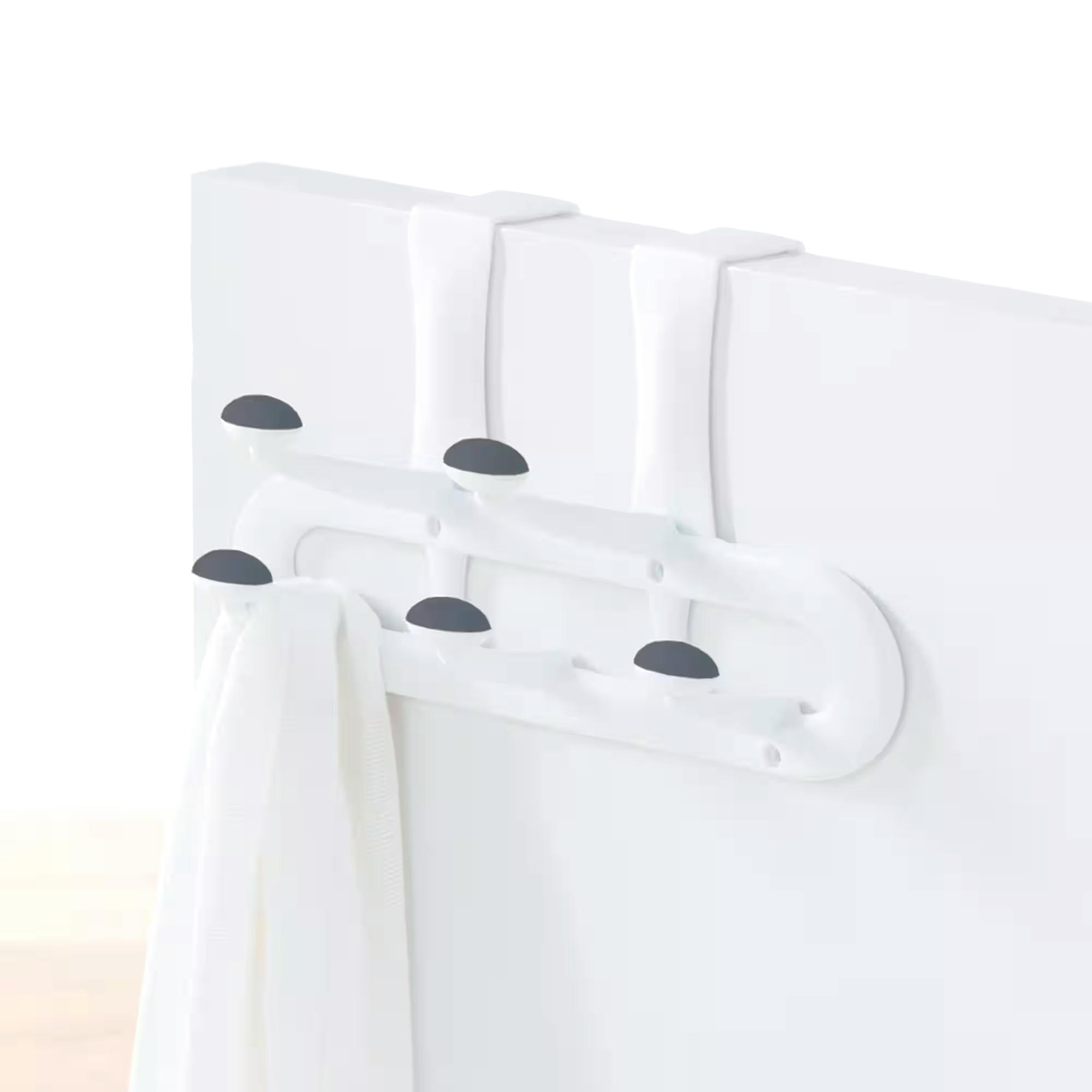 Urbana Plastic 5-Hook Over the Door Hook, White, 13-in