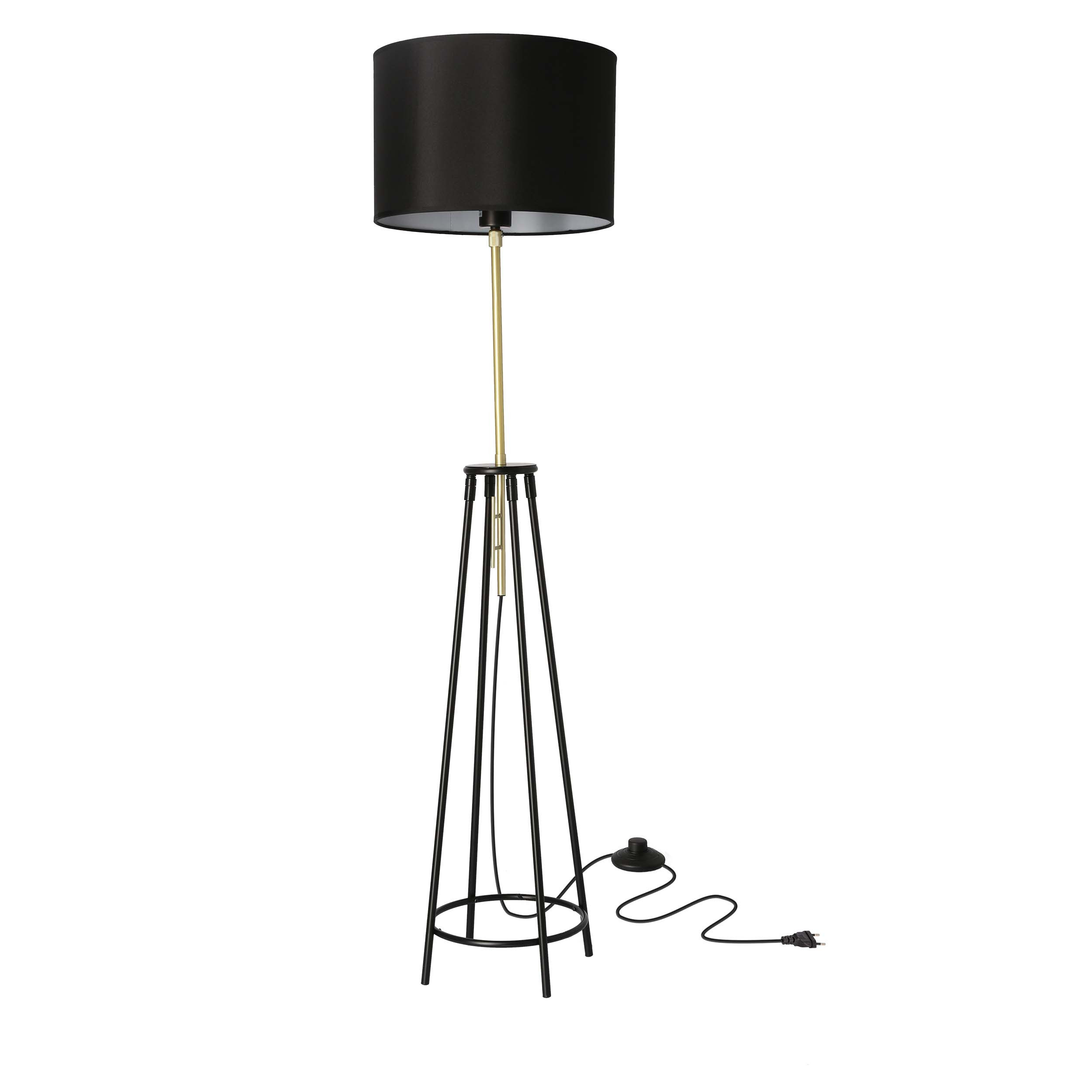 Lampa podłogowa TEGOLA czarny złoty matowy 1x60w e27 abażur czarny