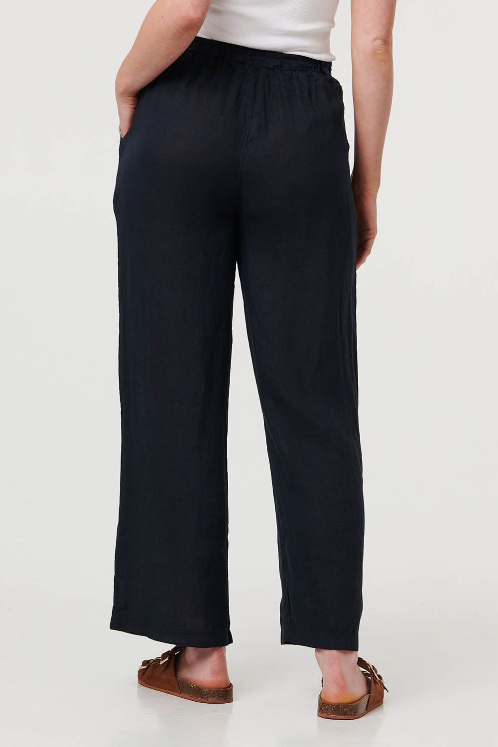 Izabel London High Waist Wide Ankle Length Trousers