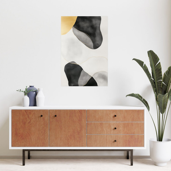 Naklejka na ścianę Feeby Abstrakcja w plamy Złoty Szary Czarny 20x30
