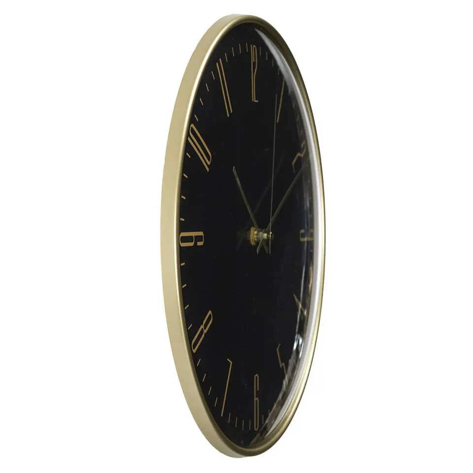 Home deco factory stille wandklok - goud/zwart - D30 cm -kunststof