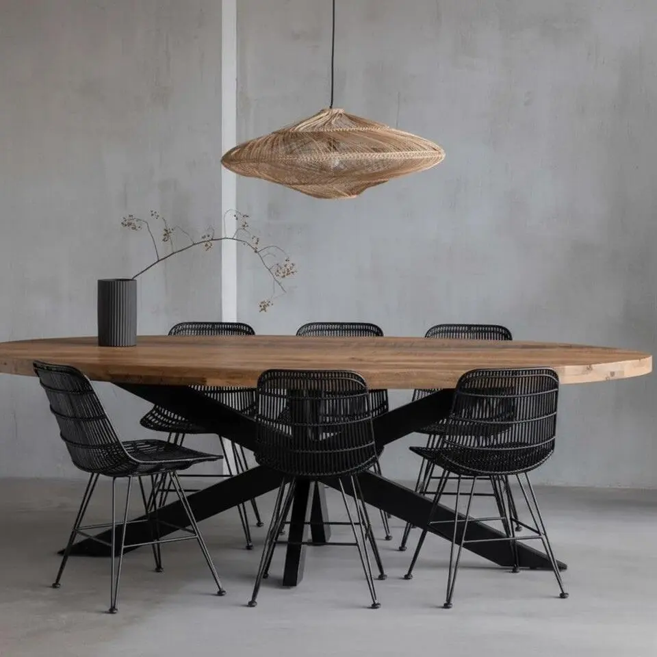 Mangohoutonline - Eettafel Tulsa 220x110cm Ovaal - Bruin - Mahom