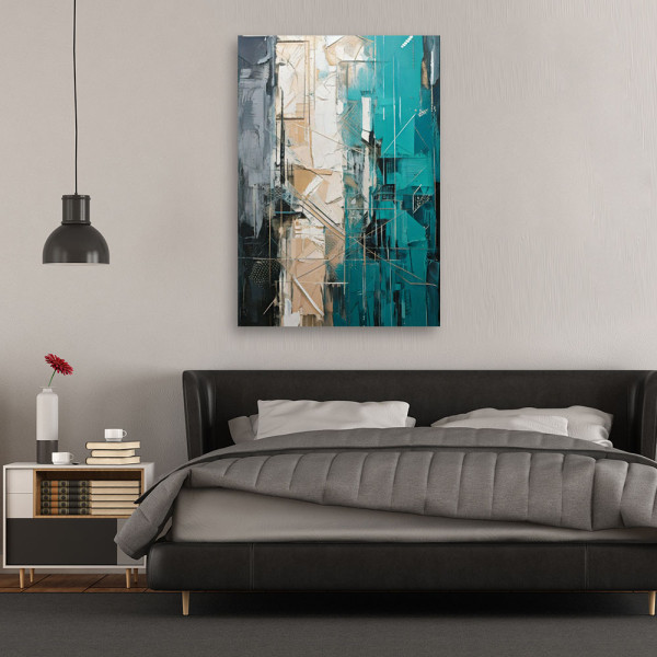 Feeby Obraz do salonu, Abstrakcja Geometryczna Turkus 40x60