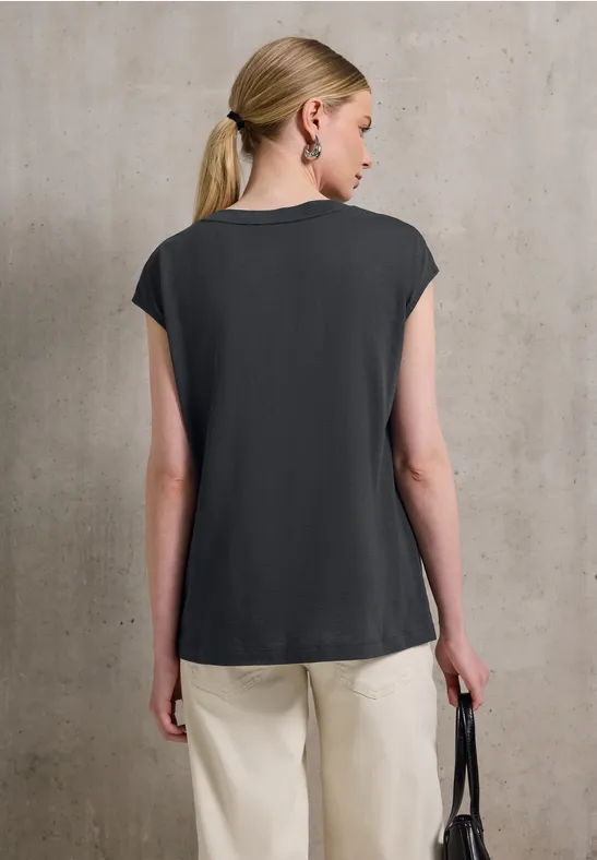 Jersey-Shirt mit Raffung