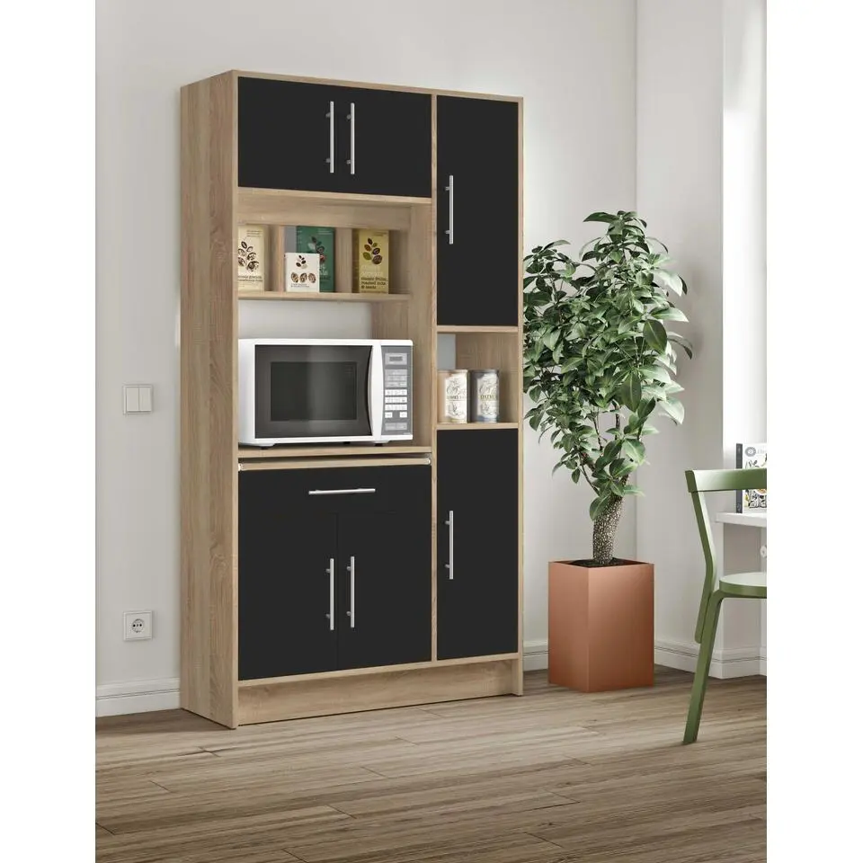 Keukenkast Liana voor magnetron - eik/zwart