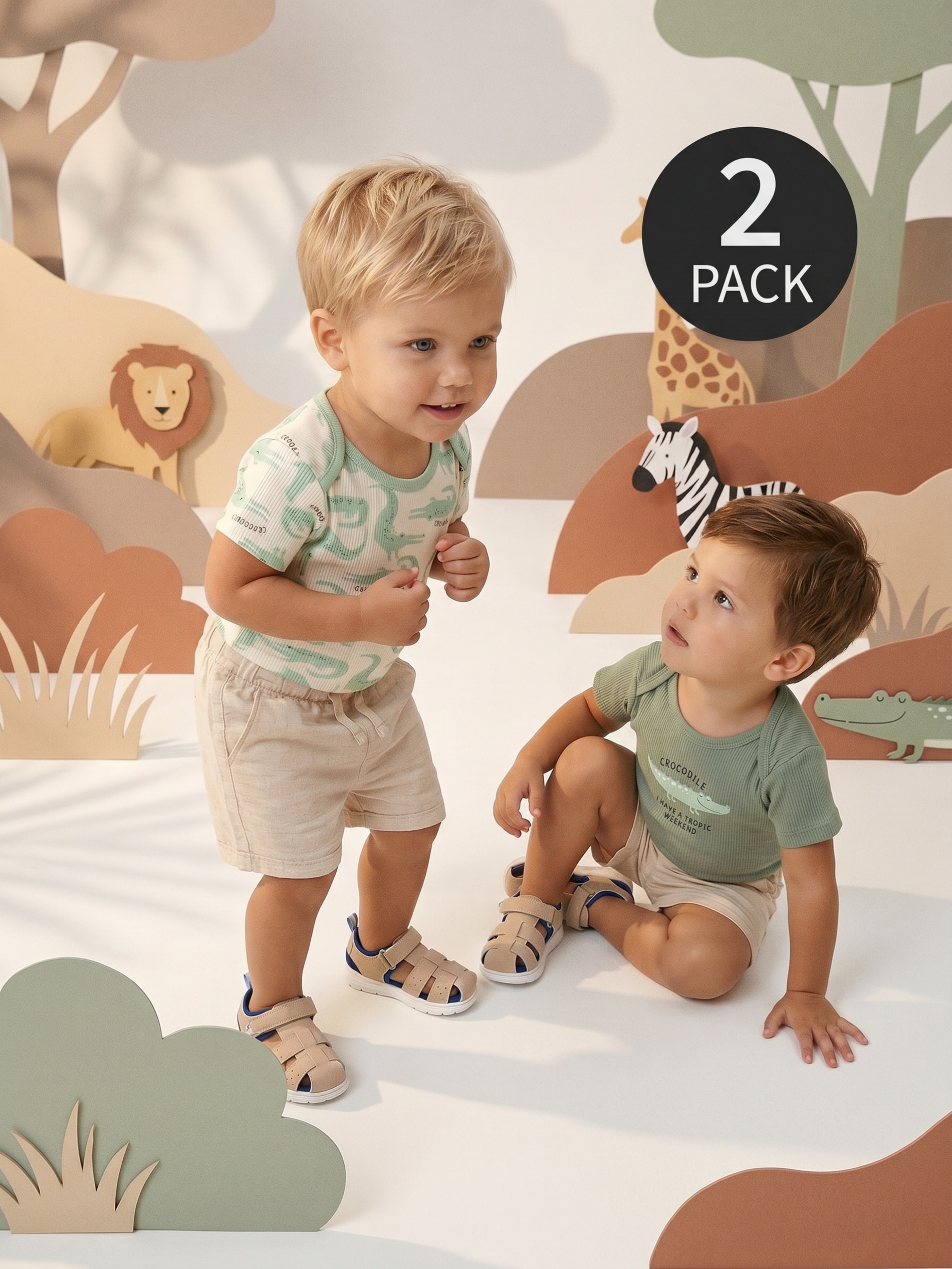 Bawełniane body z motywem krokodyli 2 pack