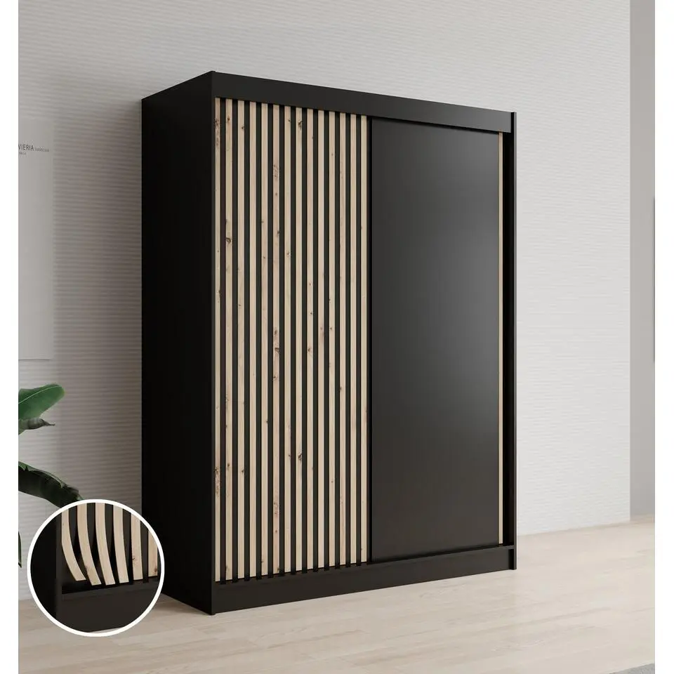 Meubella - Kledingkast Lisbon - Zwart - 150 cm