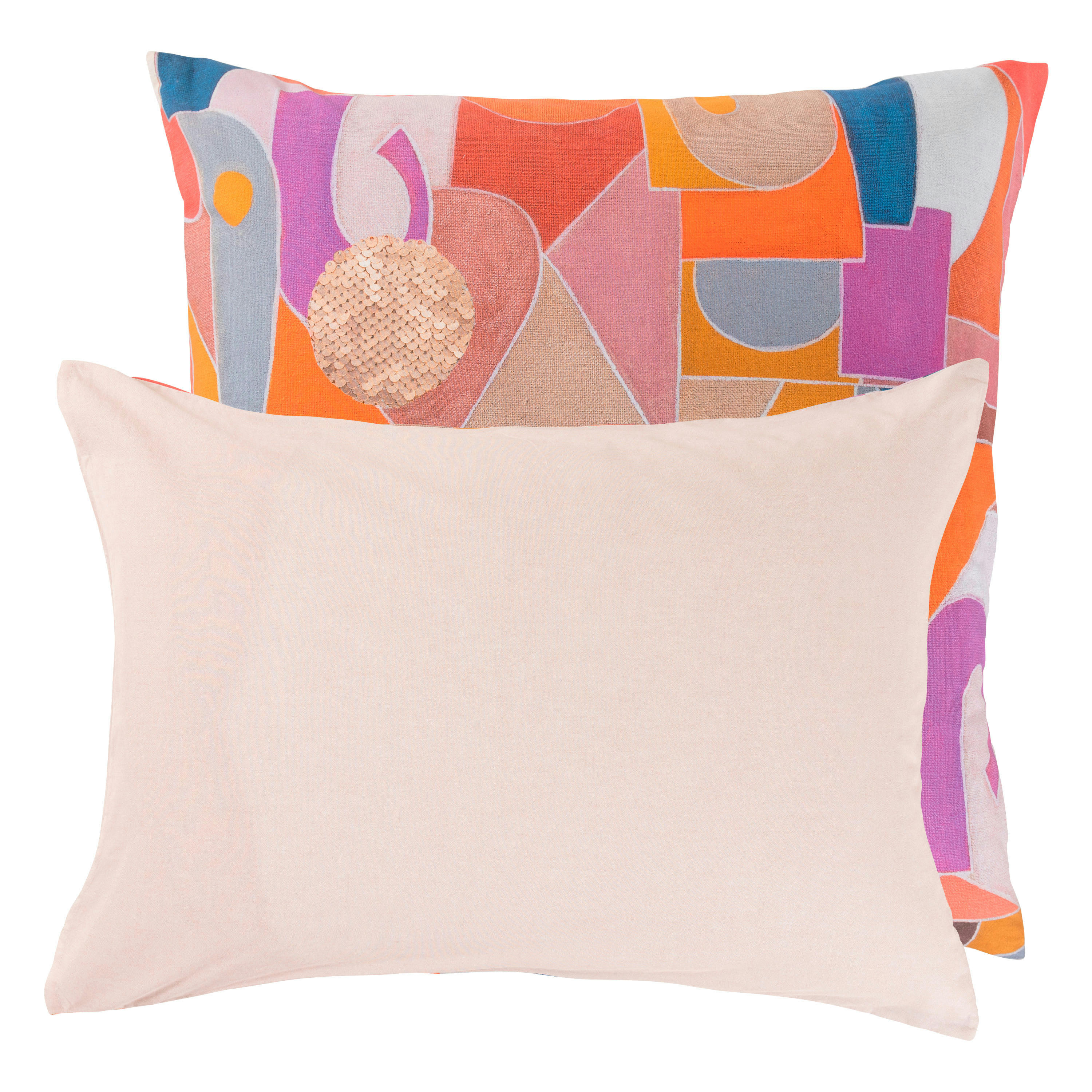 ROSANGELA - Taie d'oreiller rectangulaire percale de coton  beige 50x70