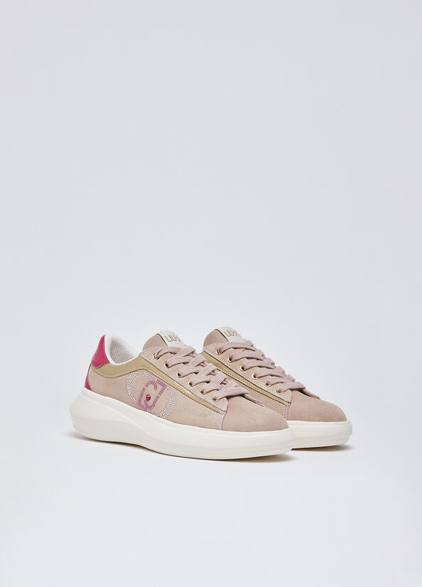 Sneakers in suede con strass
