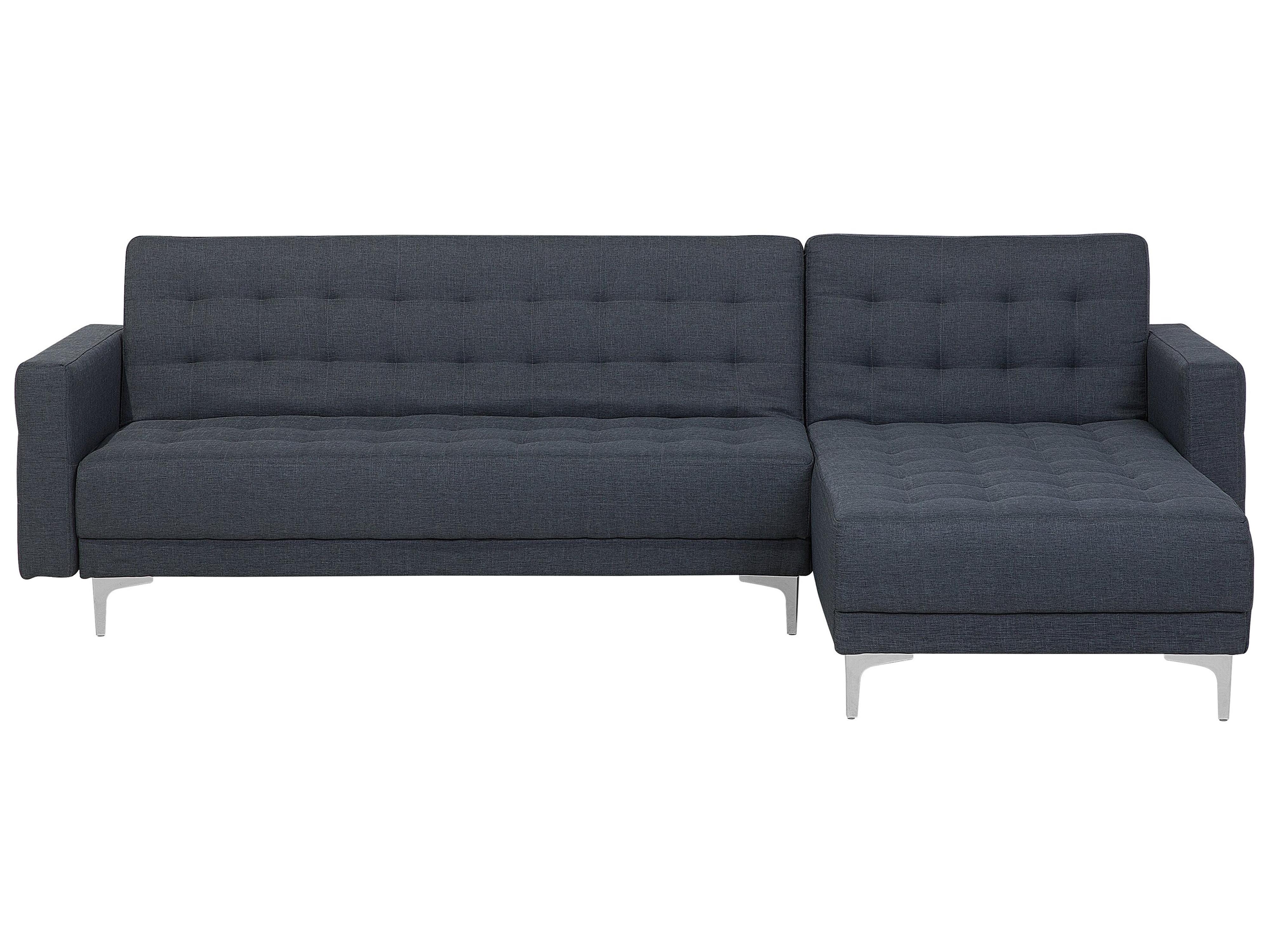 Modular Corner Sofa Bed 4 Seater ABERDEEN Fabric Dark Grey Left Hand