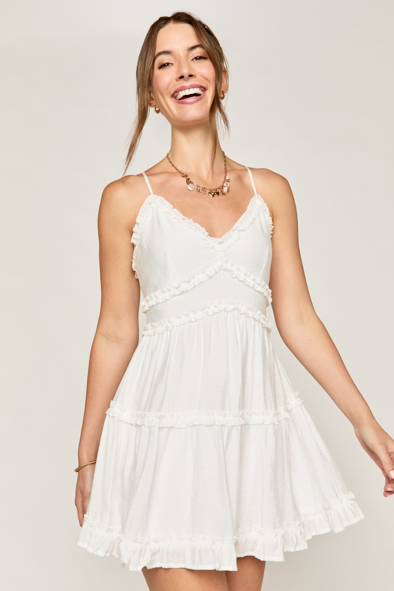Erica Ruffle Tiered Mini Dress