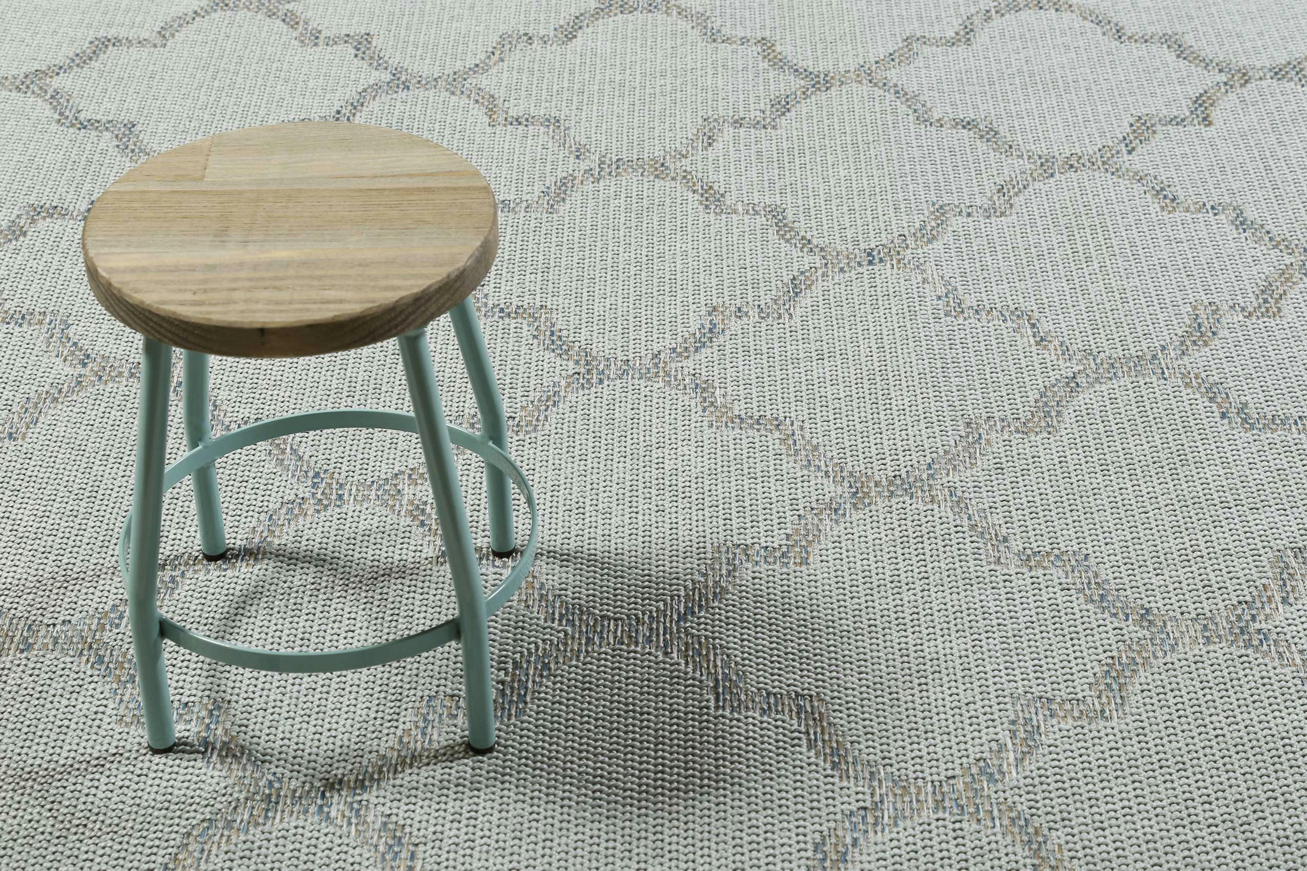 GLEAMY - Tapis exterieur gris motif oriental gris bleu 80x150