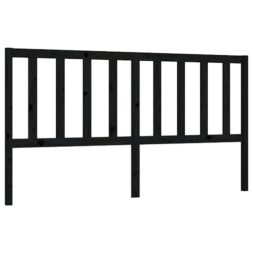NNEVL Bed Headboard Black 186x4x100 cm Solid Wood Pine