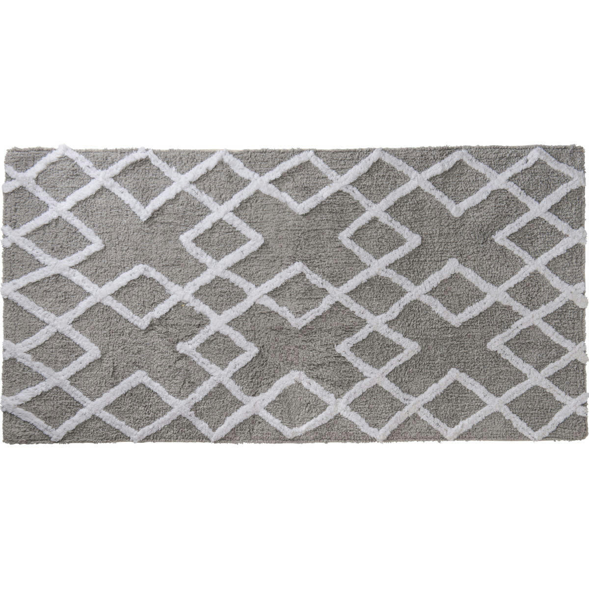 CROISY - Tapis de bain coton fantaisie gris 60x120cm