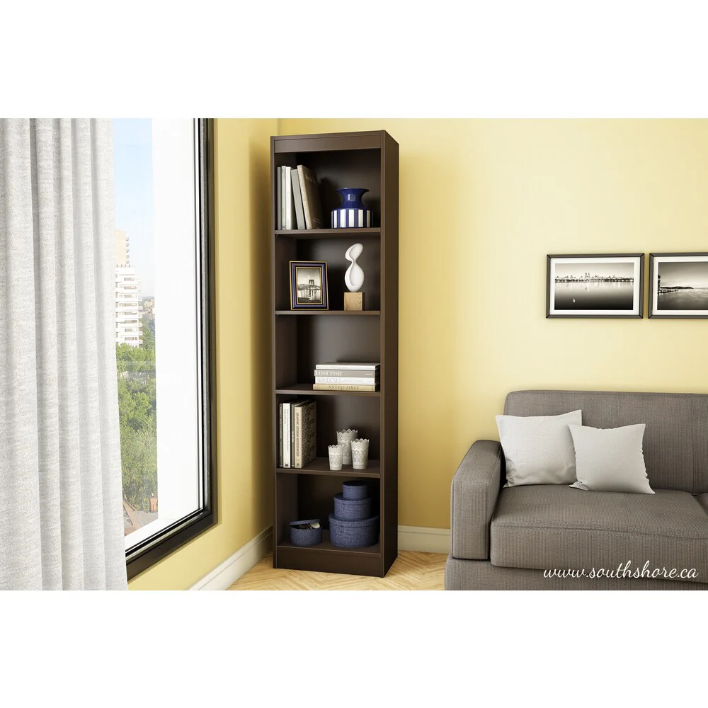 South Shore Chocolate Axess 5-shelf Narrow Bookcase