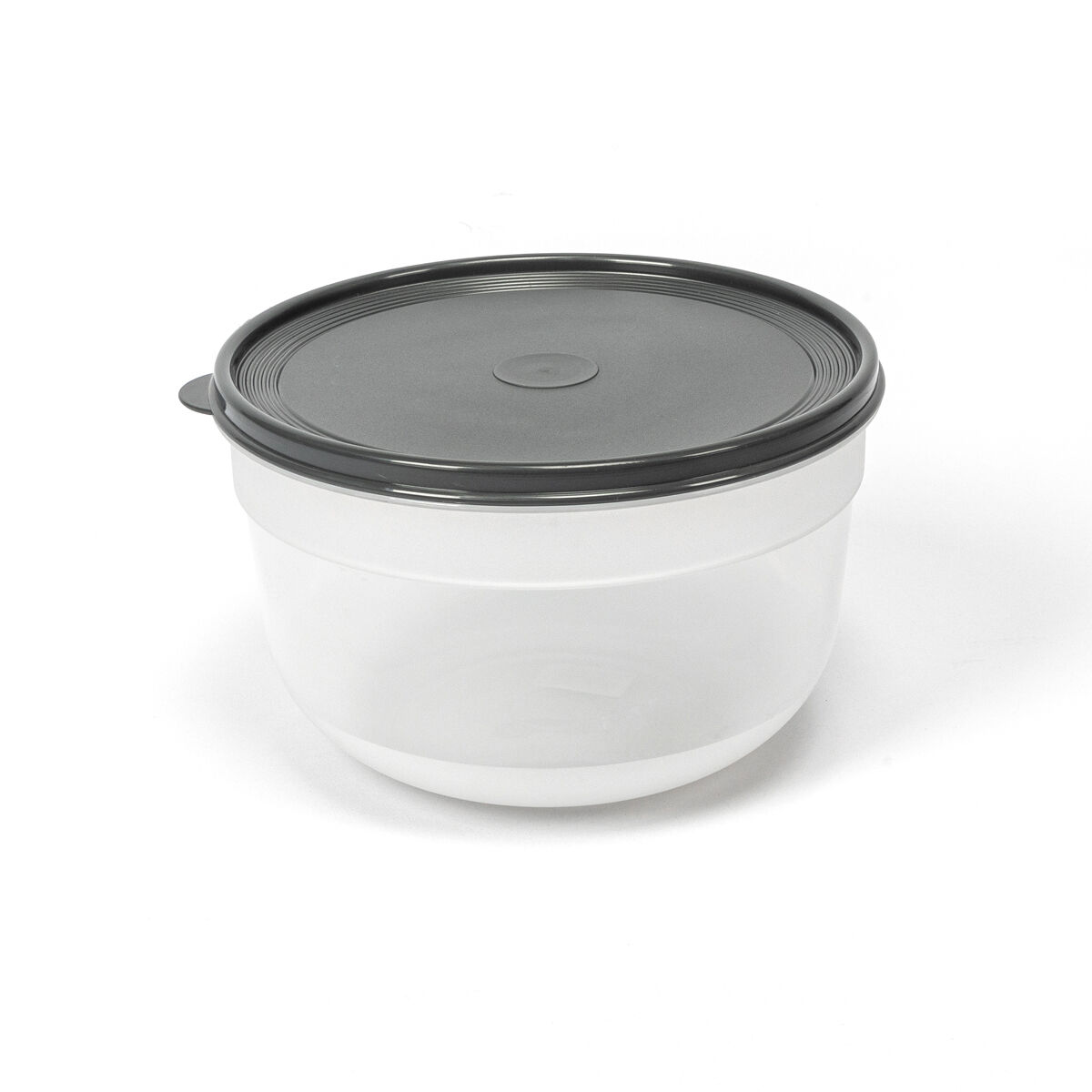 Caixa redonda com tampa cinza 4l