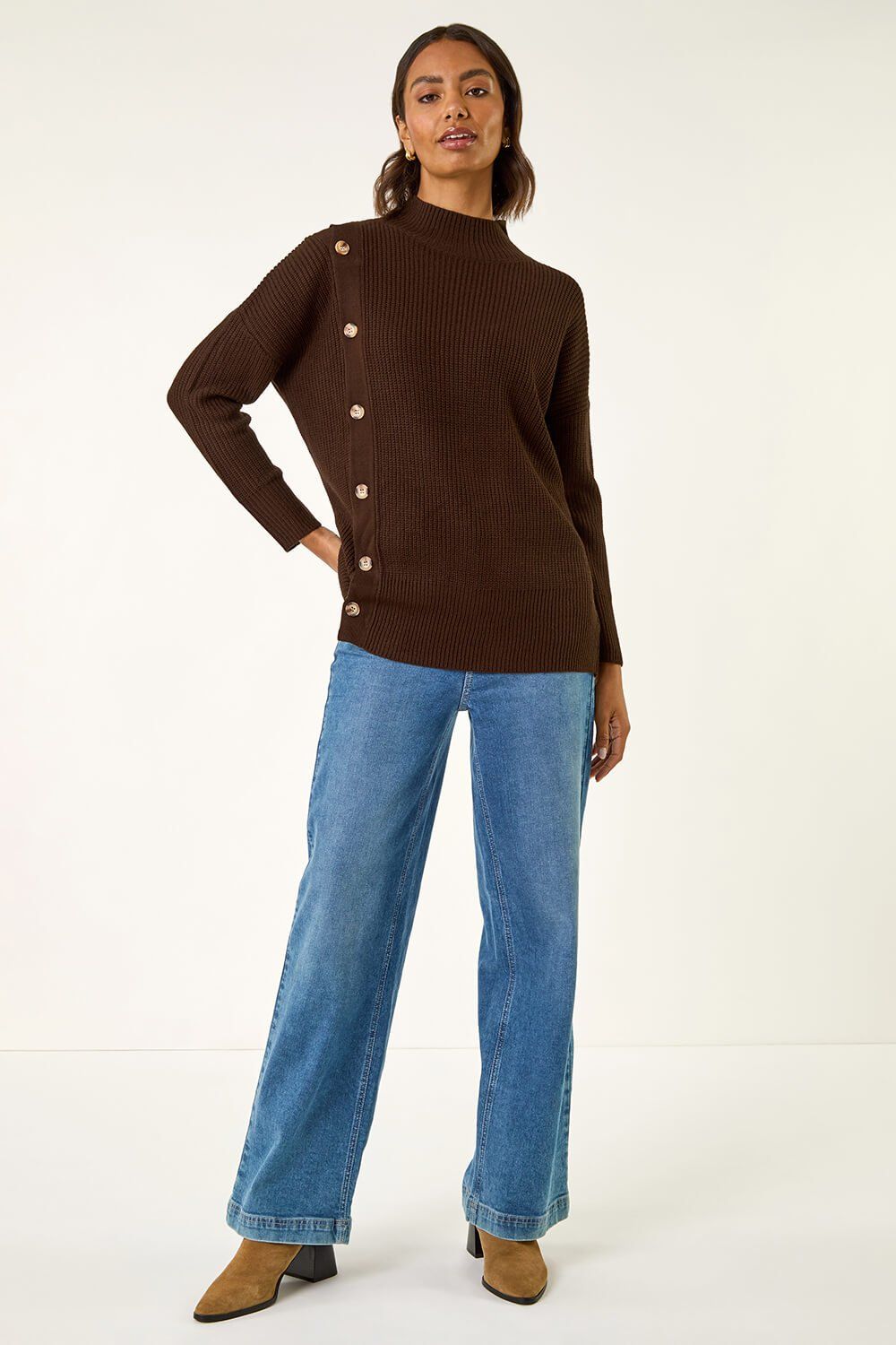 Roman Side Buttoned Knit Jumper