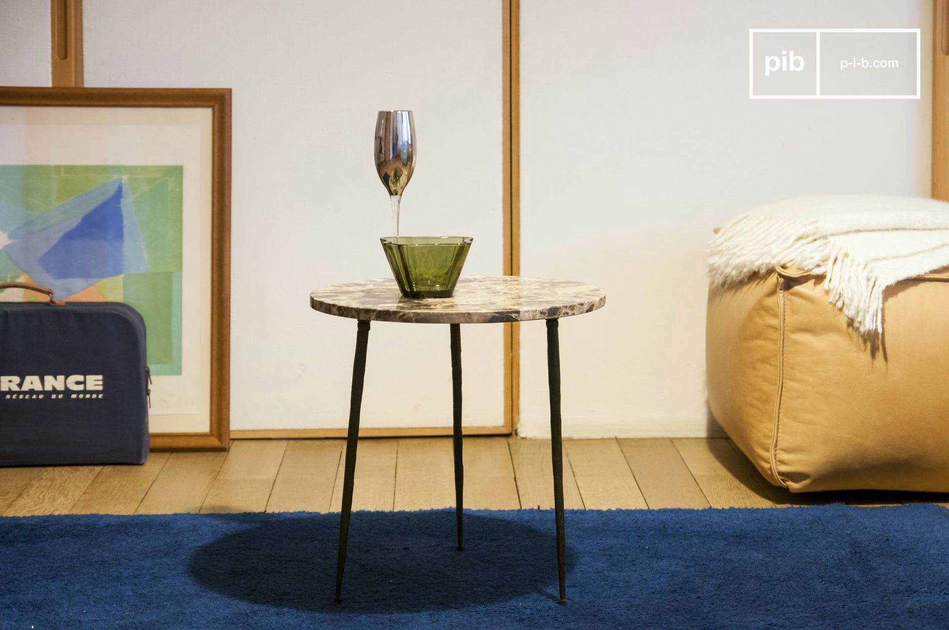 VILMA - Table d'appoint en marbre beige