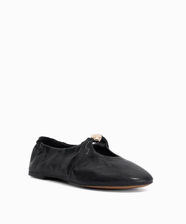 Havella Black - Black Leather Ballet Flats